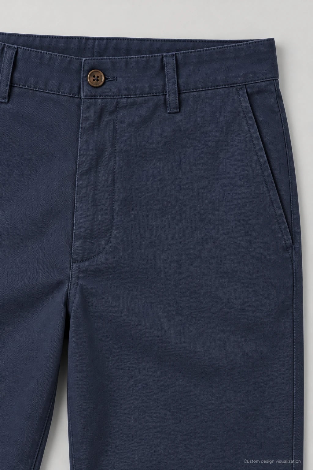 Custom Men's Navy Straight-Leg Twill Chinos — detail — custom design visualization