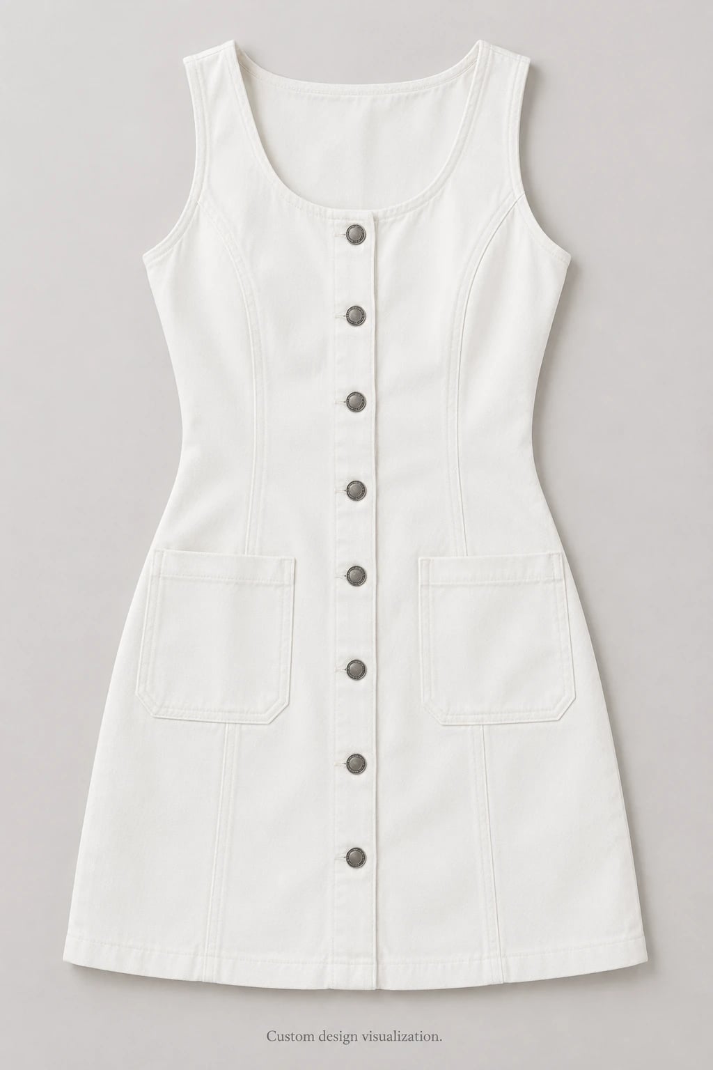 Custom Women's Cream Button-Front Denim Mini Dress — front — custom design visualization
