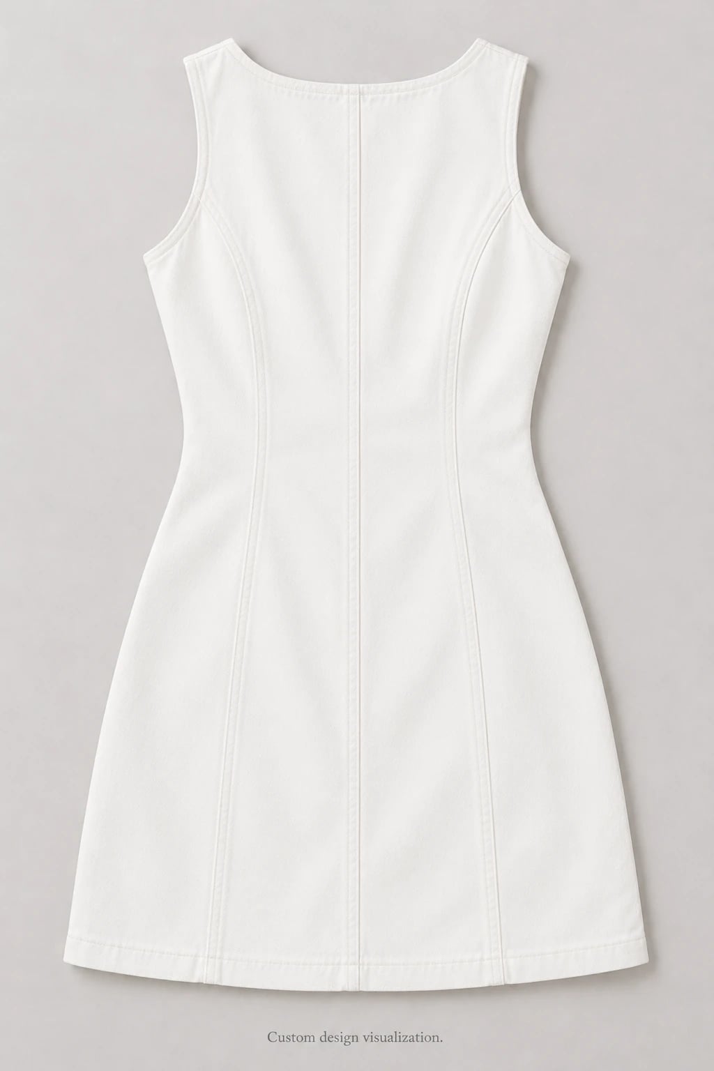 Custom Women's Cream Button-Front Denim Mini Dress — back — custom design visualization
