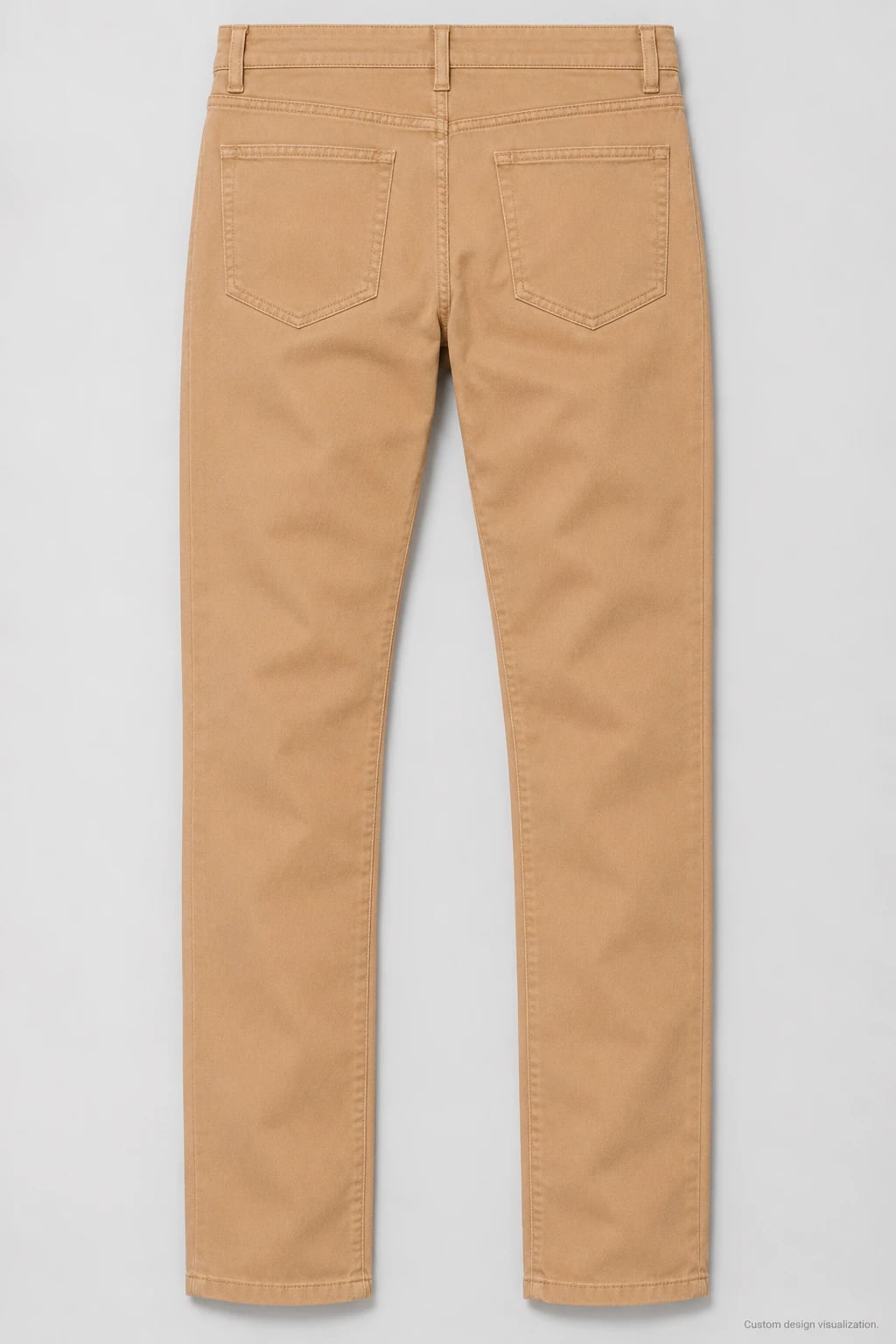 Pantalón de sarga caqui cinco bolsillos personalizado — espalda — visualización del diseño