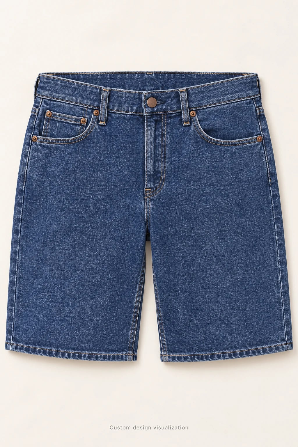 Custom Men's Stonewash Straight Denim Shorts — front — custom design visualization