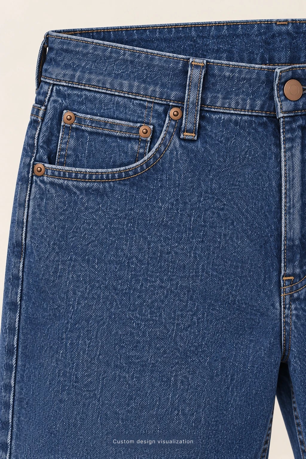 Custom Men's Stonewash Straight Denim Shorts — detail — custom design visualization