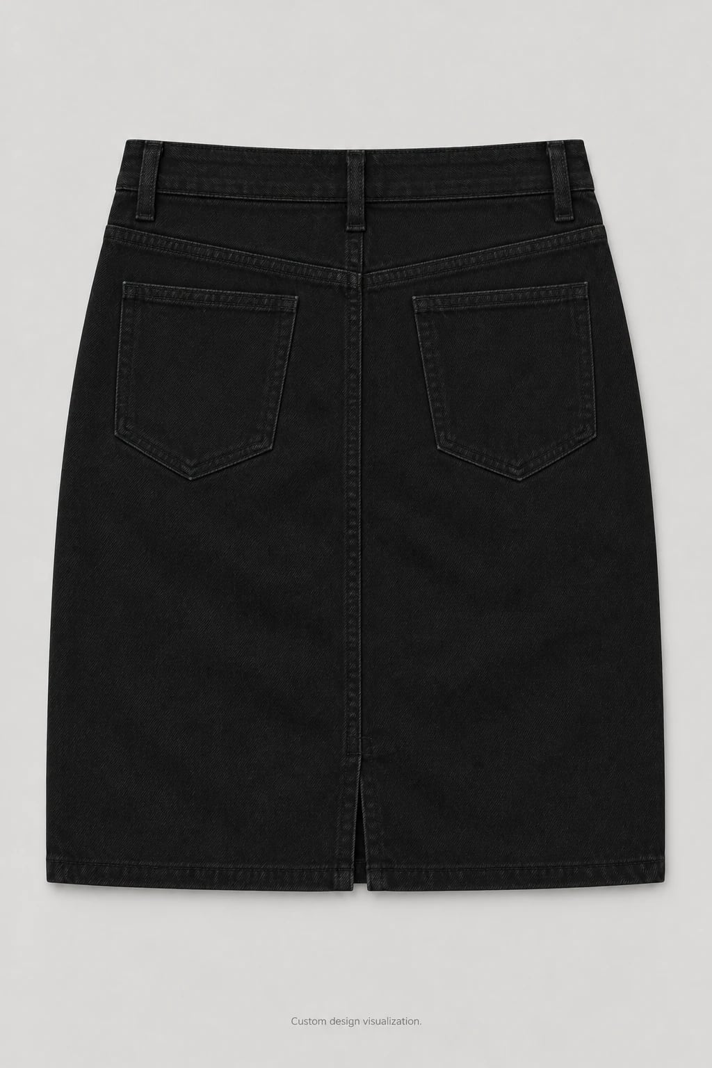Custom Women's Black Five-Pocket Denim Skirt — back — custom design visualization