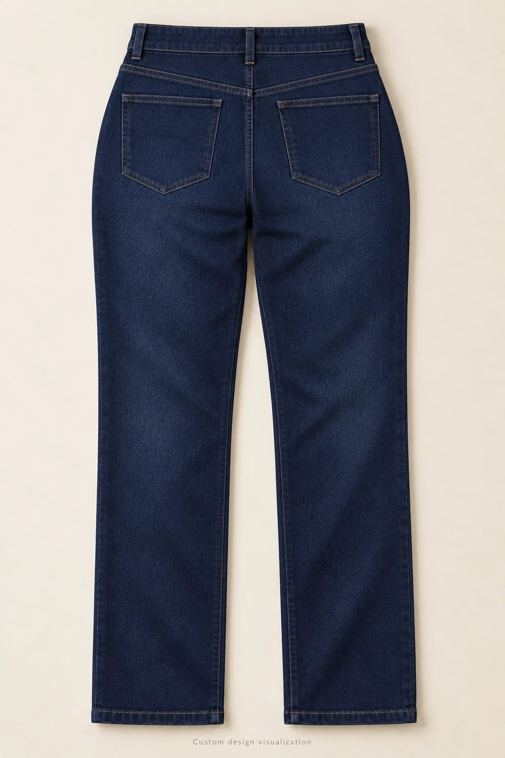 Custom Women's Curvy Pull-On Straight Indigo Jeans — back — custom design visualization