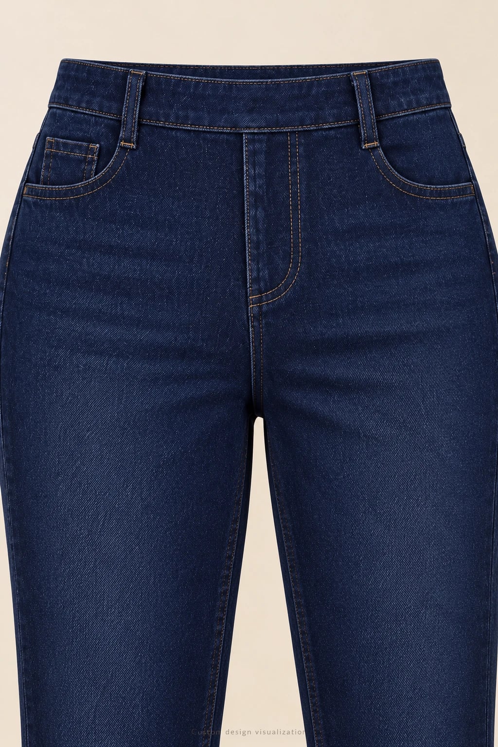 Custom Women's Curvy Pull-On Straight Indigo Jeans — detail — custom design visualization