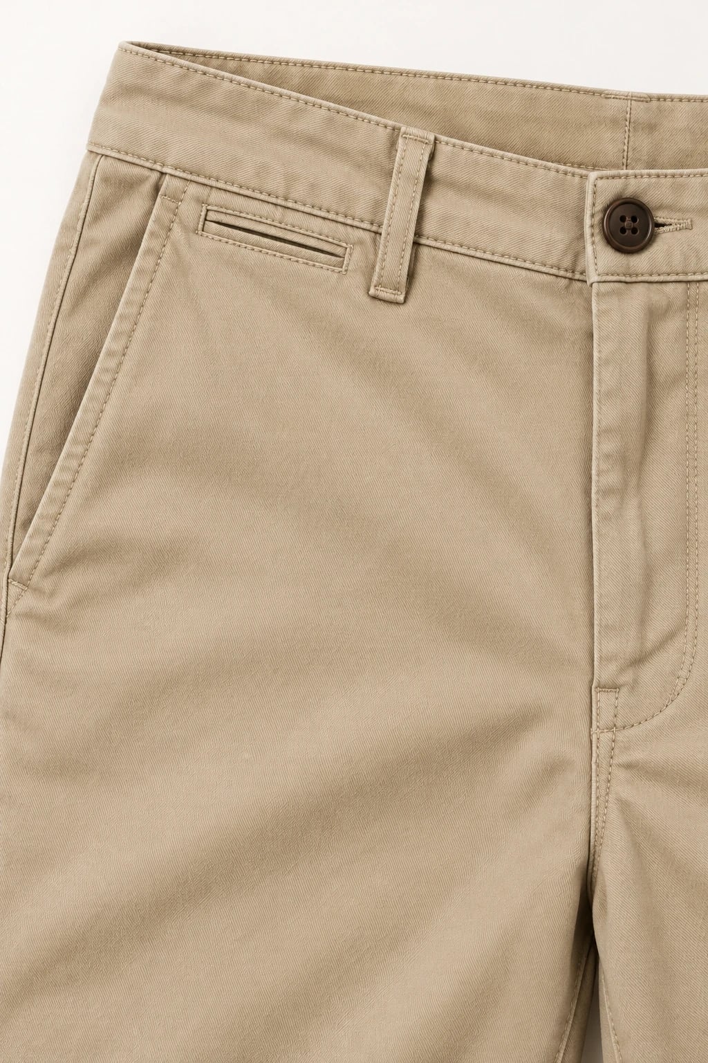 Custom Men’s Khaki Slim Chino Trousers — detail — custom design visualization