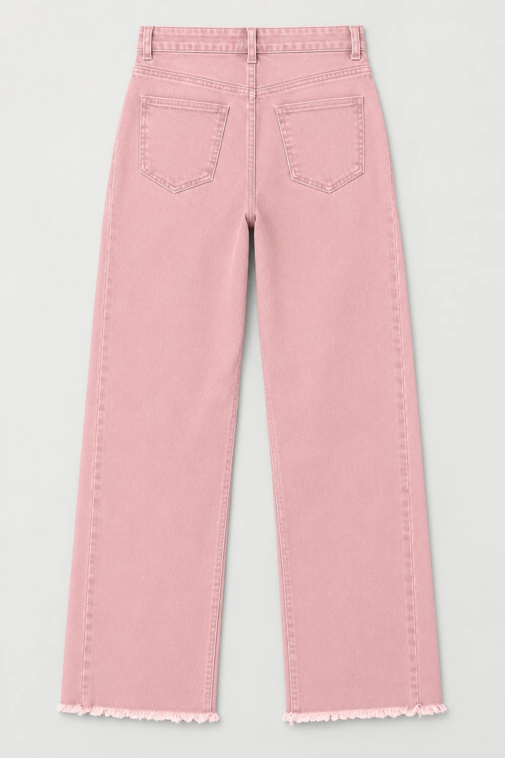 Custom Women’s Pink High-Waist Raw-Hem Wide-Leg Jeans — back — custom design visualization
