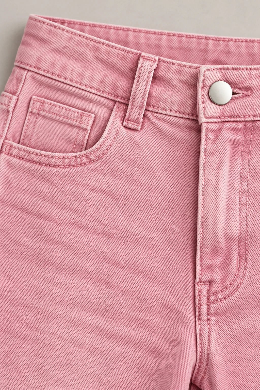 Custom Women’s Pink High-Waist Raw-Hem Wide-Leg Jeans — detail — custom design visualization