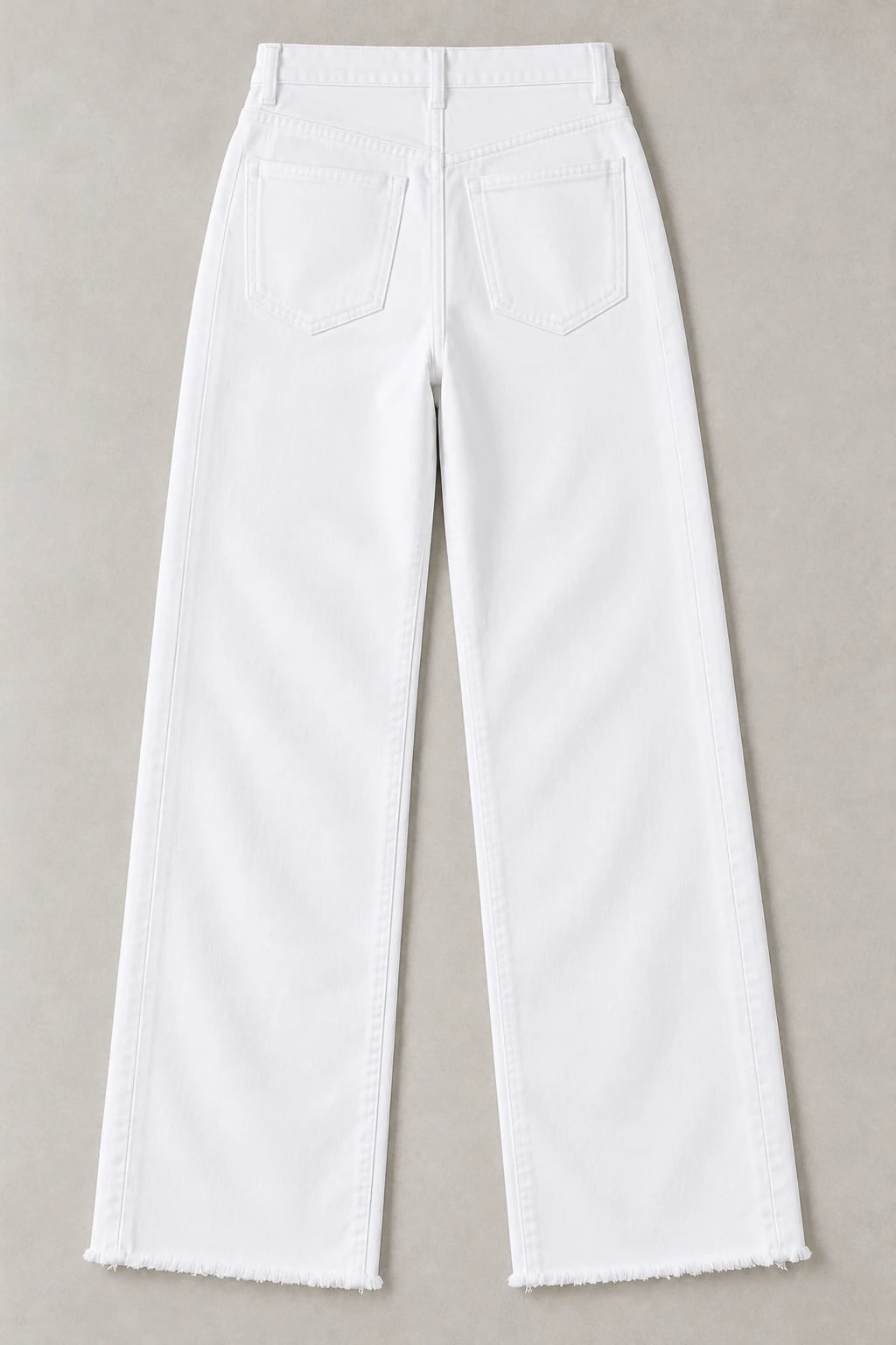 Custom Women’s White High-Waist Raw-Hem Wide-Leg Jeans — back — custom design visualization
