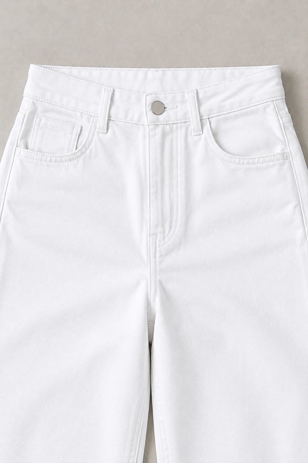 Custom Women’s White High-Waist Raw-Hem Wide-Leg Jeans — detail — custom design visualization