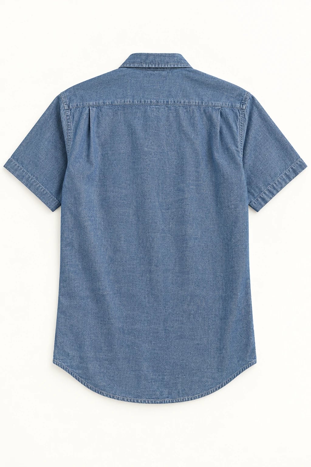 Custom Men's Blue Short Sleeve Double Pocket Shirt — back — custom design visualization