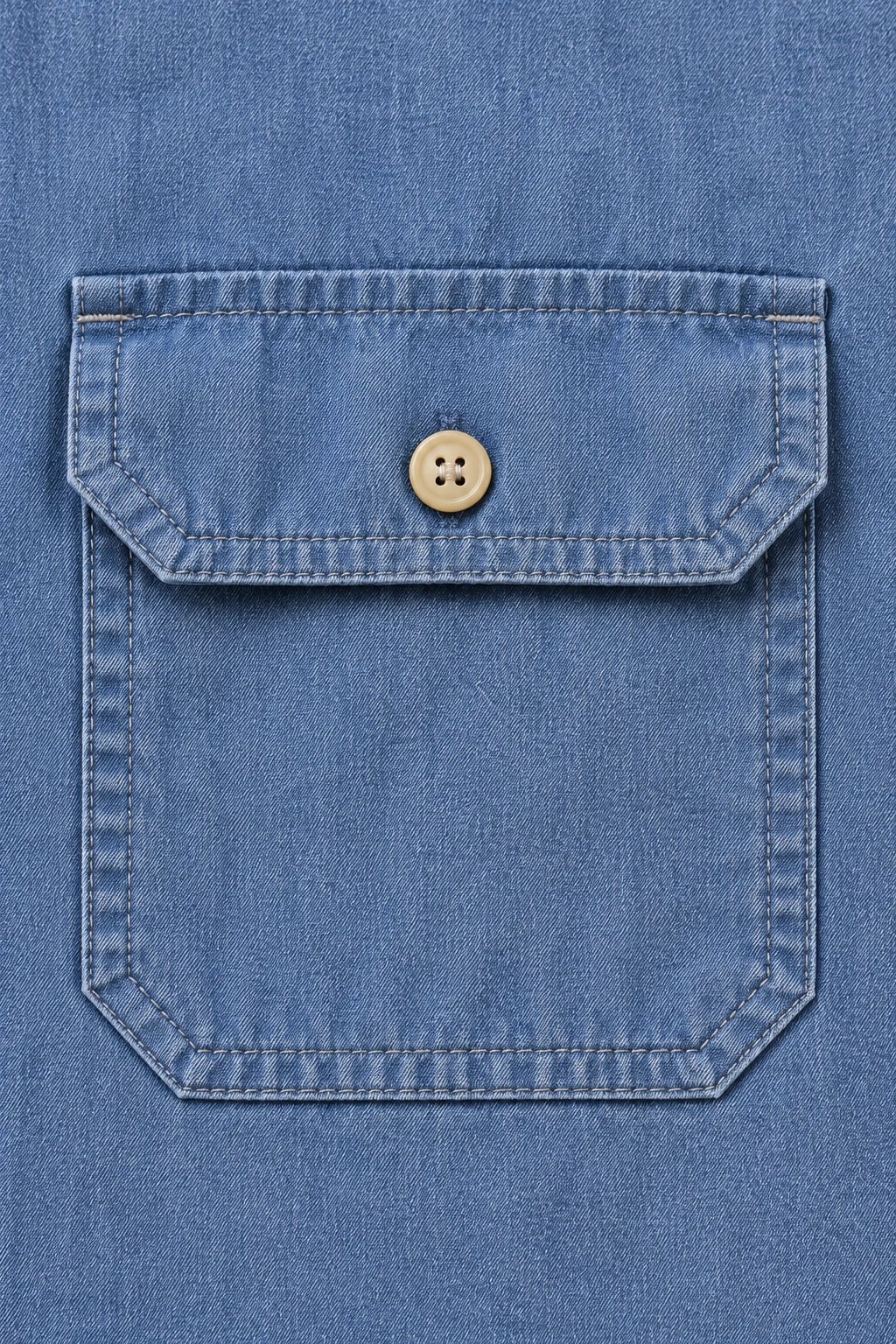 Custom Men's Blue Short Sleeve Double Pocket Shirt — detail — custom design visualization