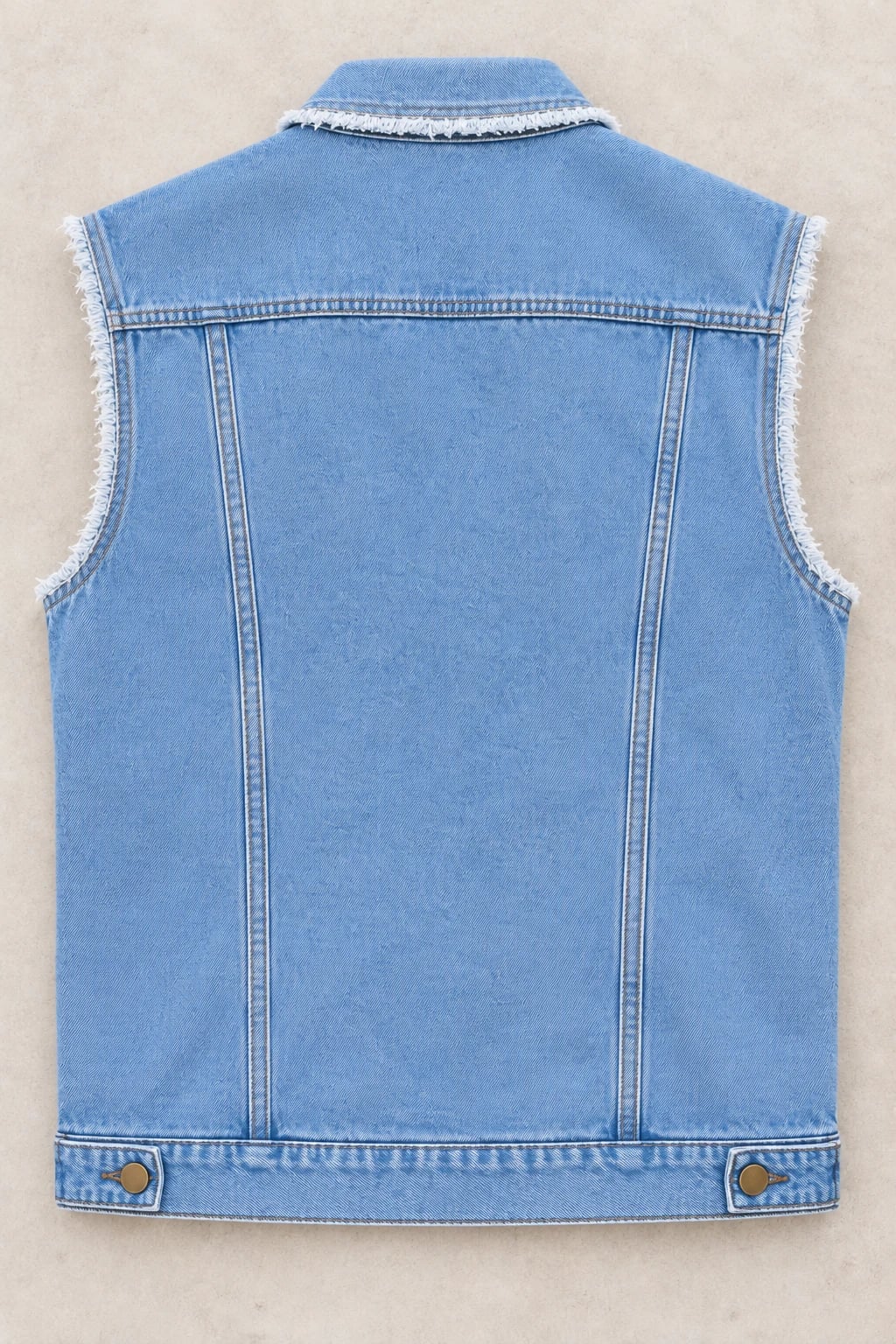 Custom Men's Light Blue Washed Denim Vest — back — custom design visualization