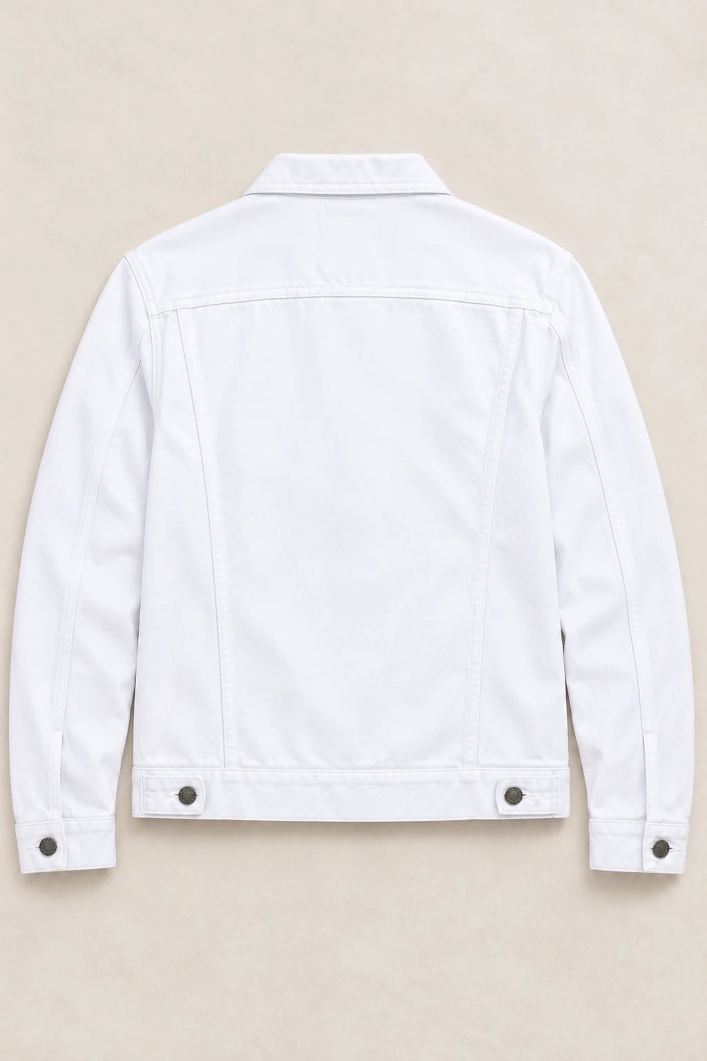 Custom Men's White Flap-Pocket Denim Jacket — back — custom design visualization