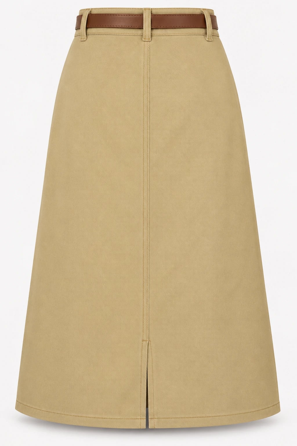 Custom Women’s Khaki Patch-Pocket Denim Midi Skirt — back — custom design visualization
