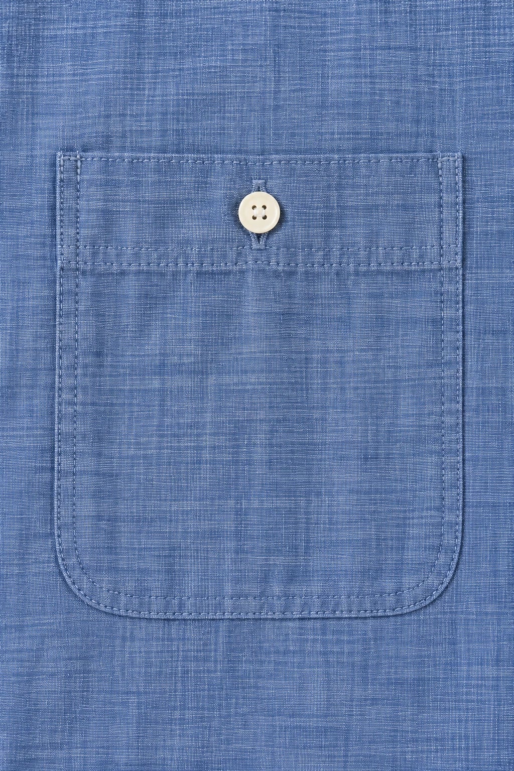 Custom Men's Blue Short Sleeve Chambray Button Pocket Shirt — detail — custom design visualization