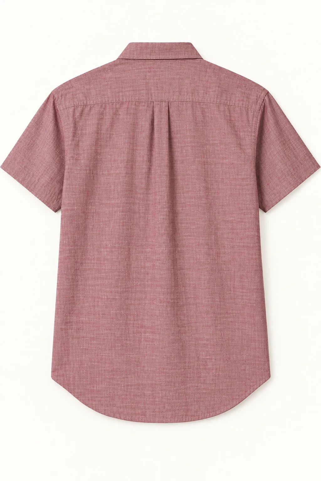Custom Men's Burgundy Short Sleeve Chambray Button Pocket Shirt — back — custom design visualization