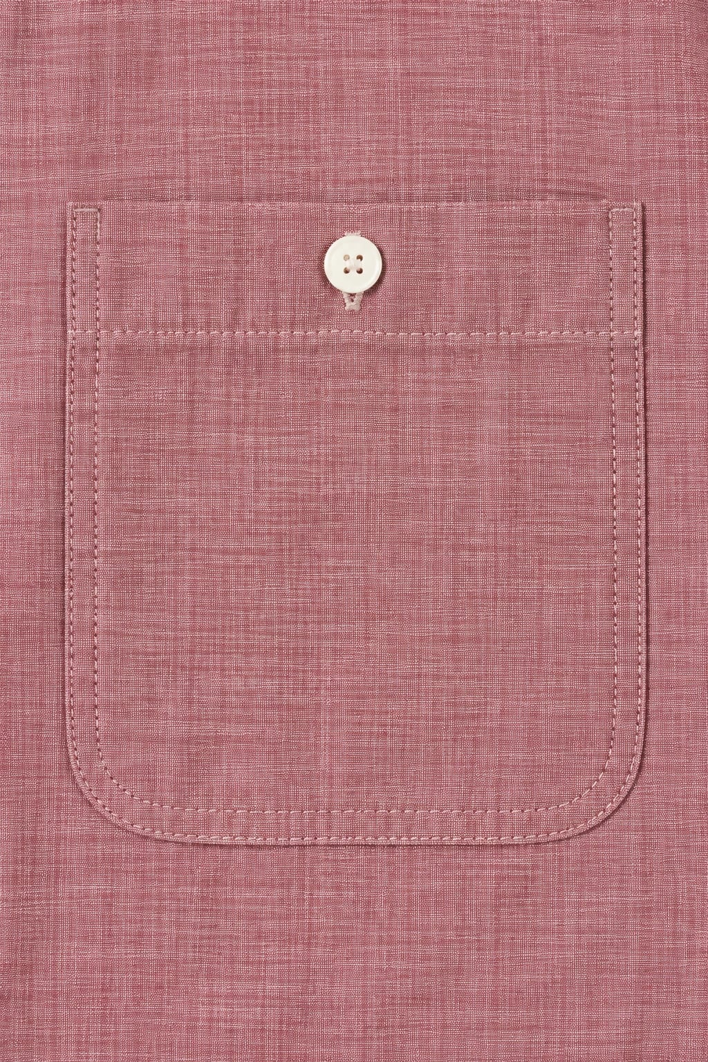 Custom Men's Burgundy Short Sleeve Chambray Button Pocket Shirt — detail — custom design visualization