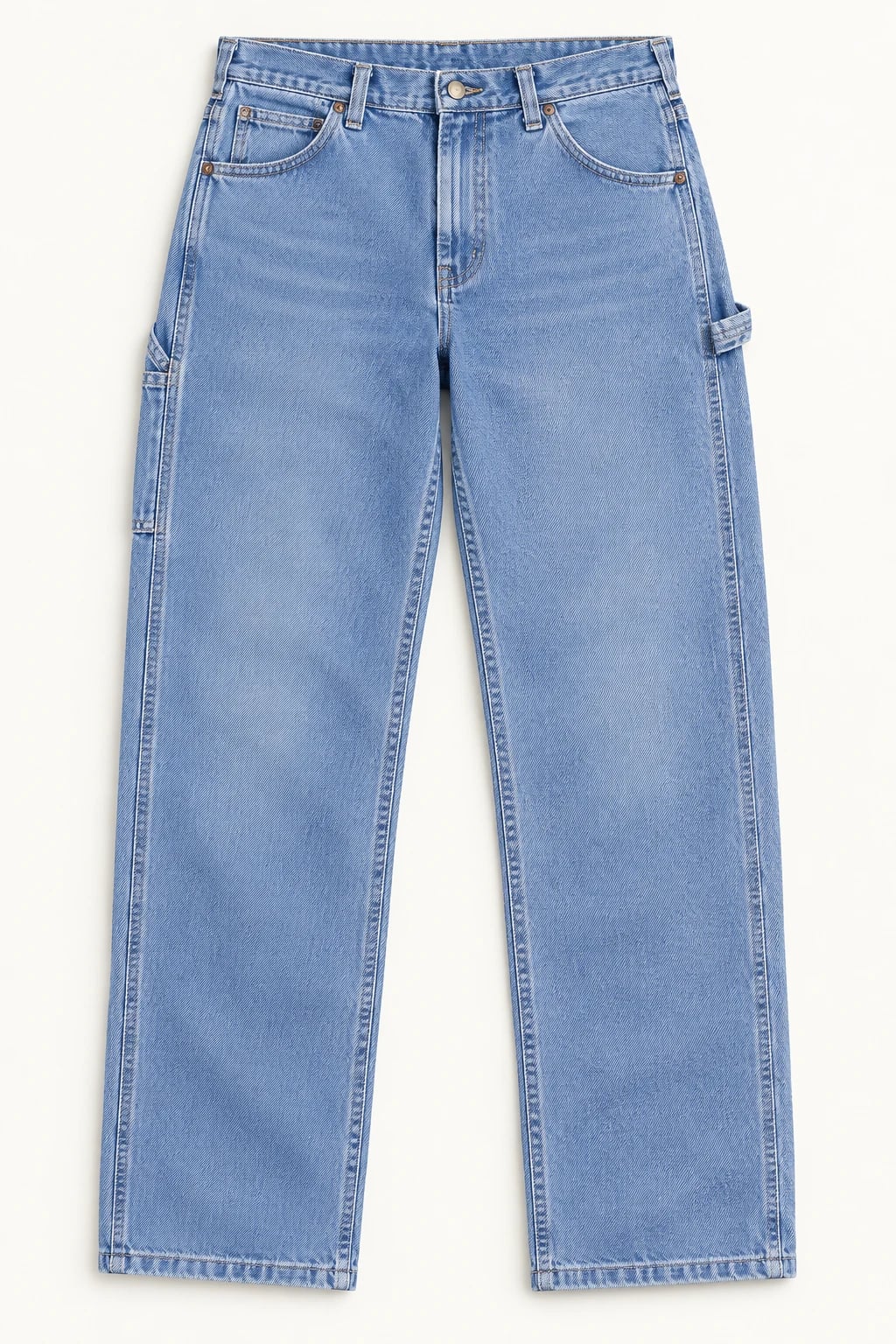 Custom Men's Retro Light Blue Carpenter Jeans — front — custom design visualization