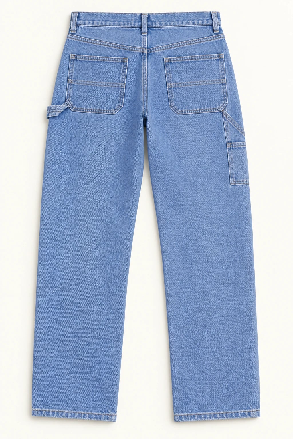 Custom Men's Retro Light Blue Carpenter Jeans — back — custom design visualization