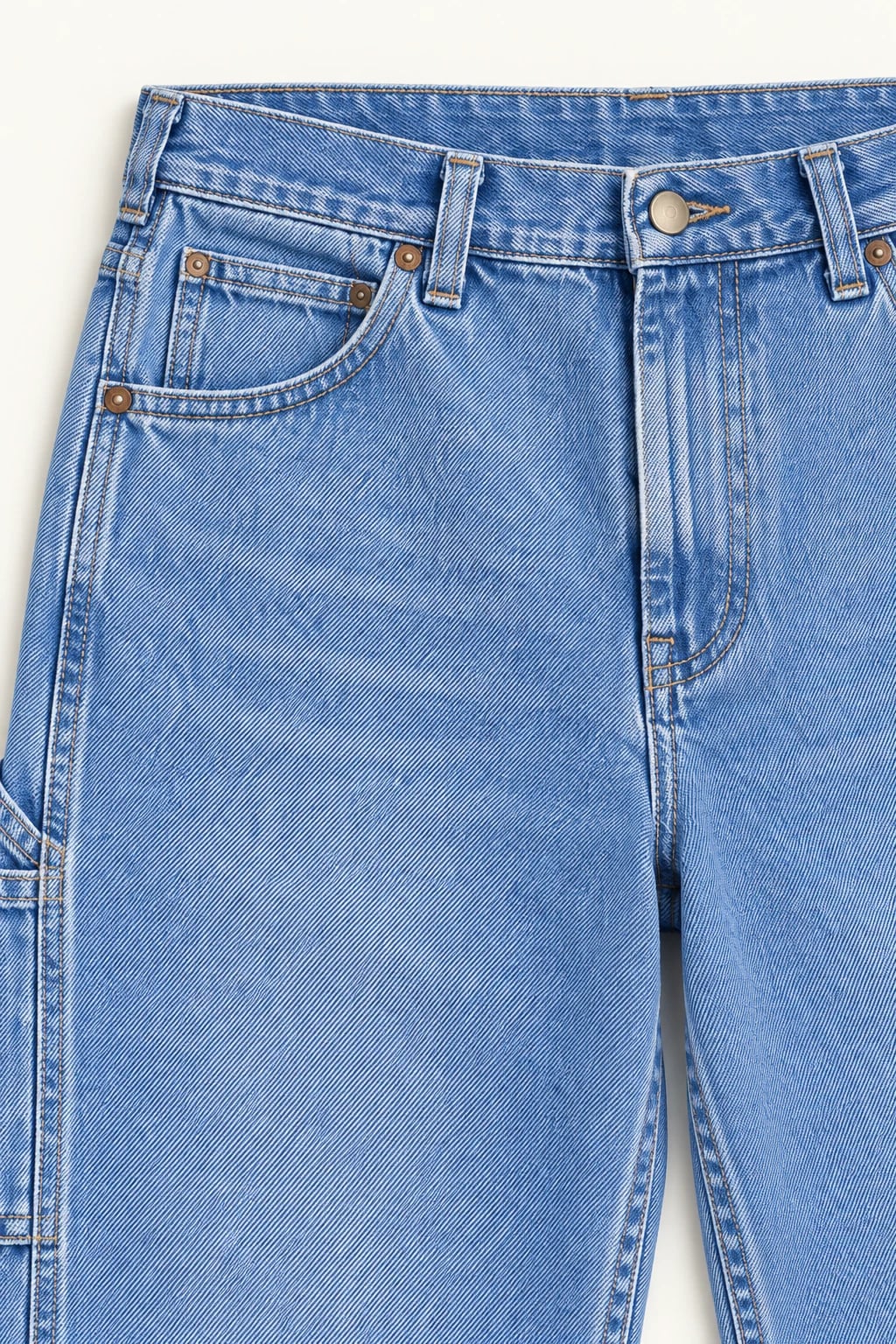 Custom Men's Retro Light Blue Carpenter Jeans — detail — custom design visualization