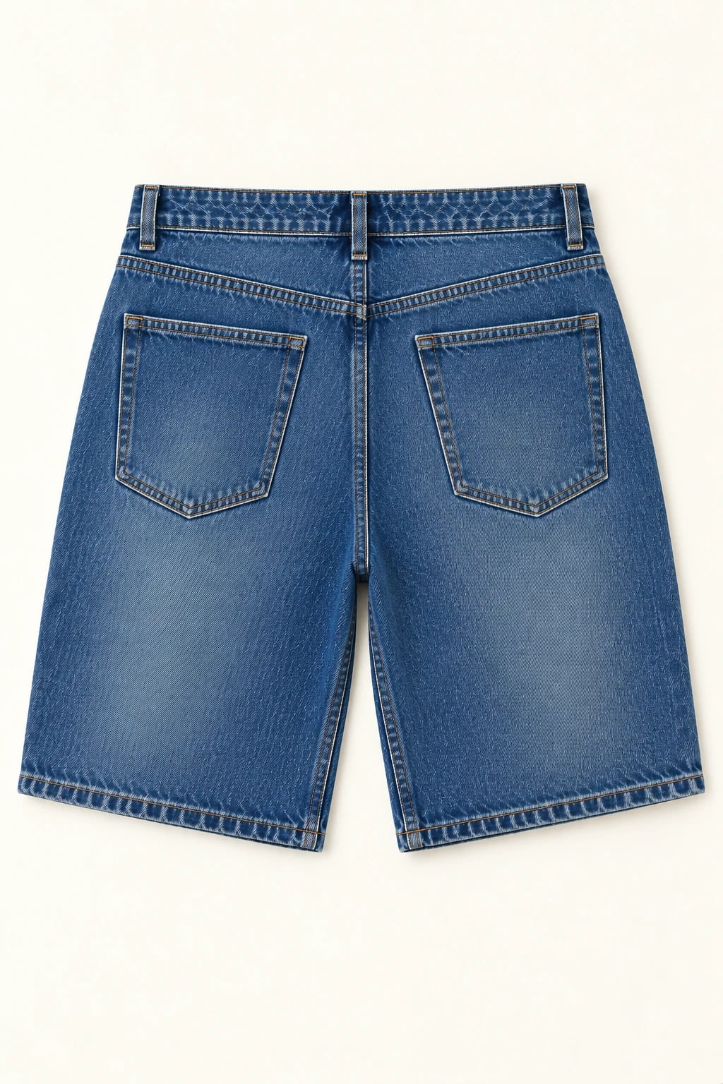 Custom Men's Vintage Blue Relaxed Denim Shorts — back — custom design visualization