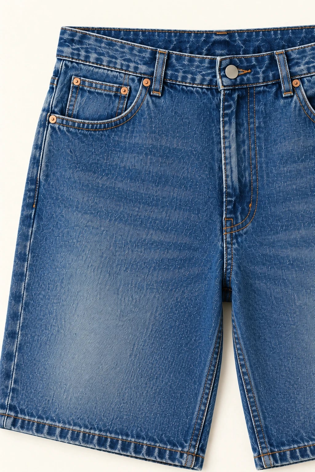 Custom Men's Vintage Blue Relaxed Denim Shorts — detail — custom design visualization