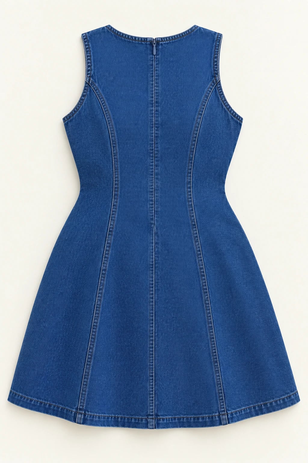 Custom Plus Size Washed Blue Princess Seam Denim Dress — back — custom design visualization