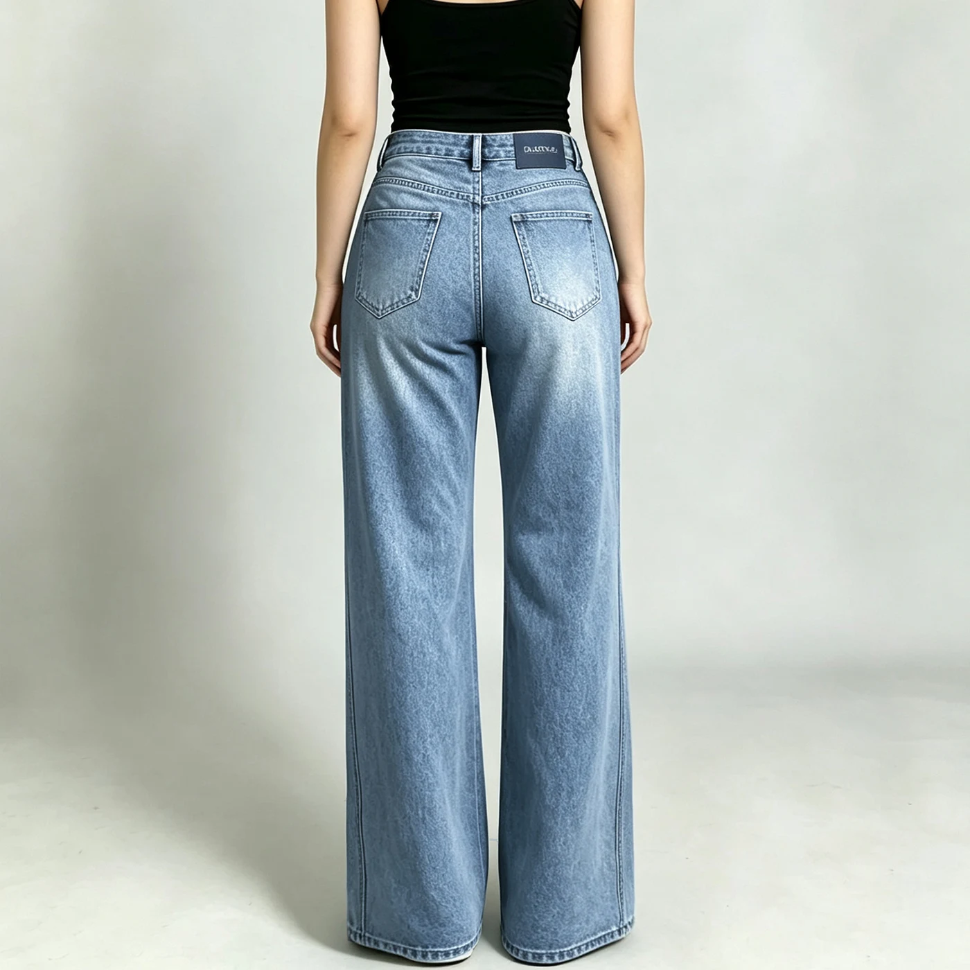 Women's Non-Stretch Wide Leg Jeans High Waist Vintage Denim Pants — product detail 1