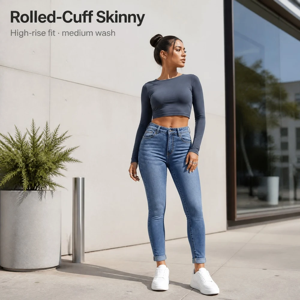 Women's Stretch Skinny Jeans Blue — product detail 1