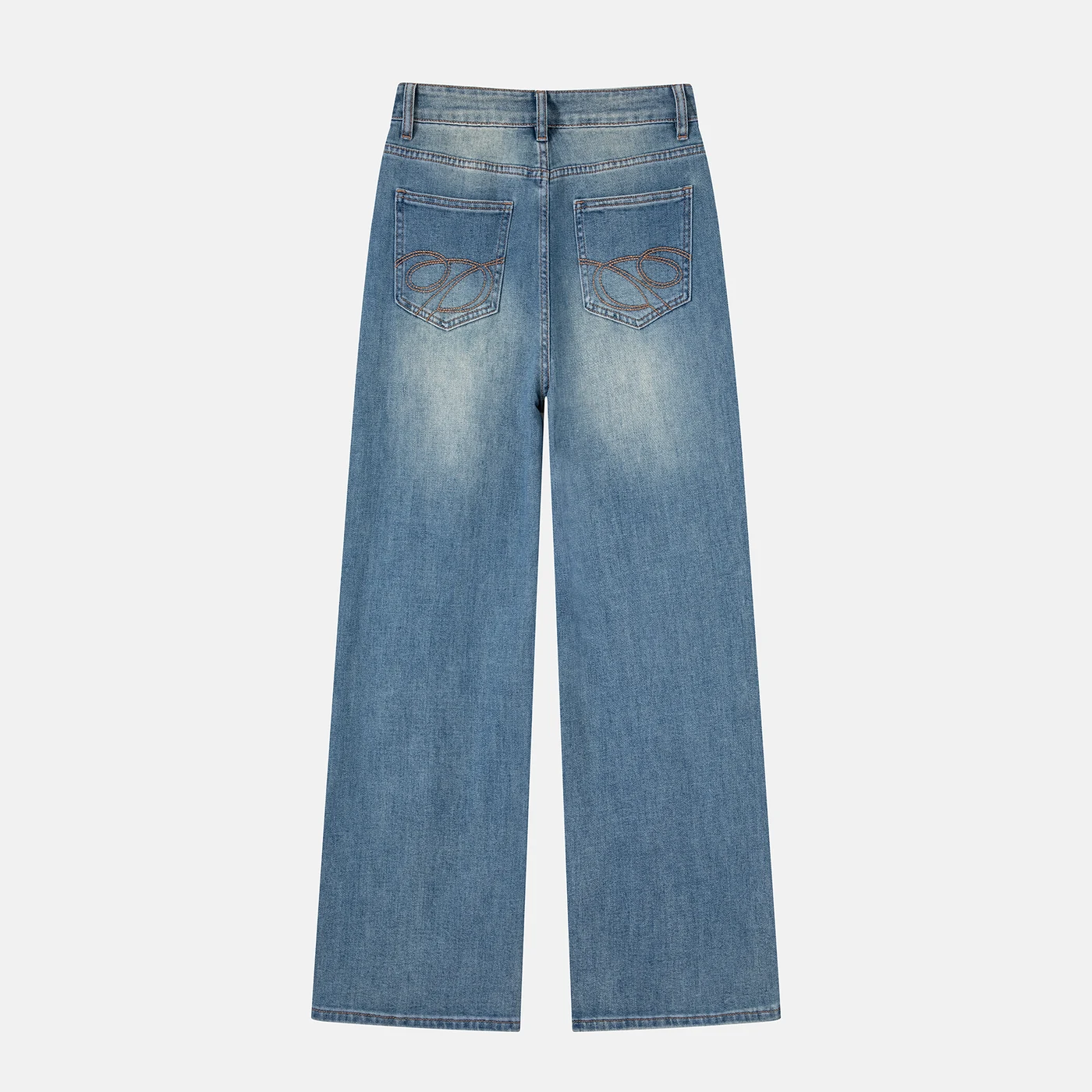Women's Stretch Straight Leg Jeans Blue Denim Pants — product detail 3