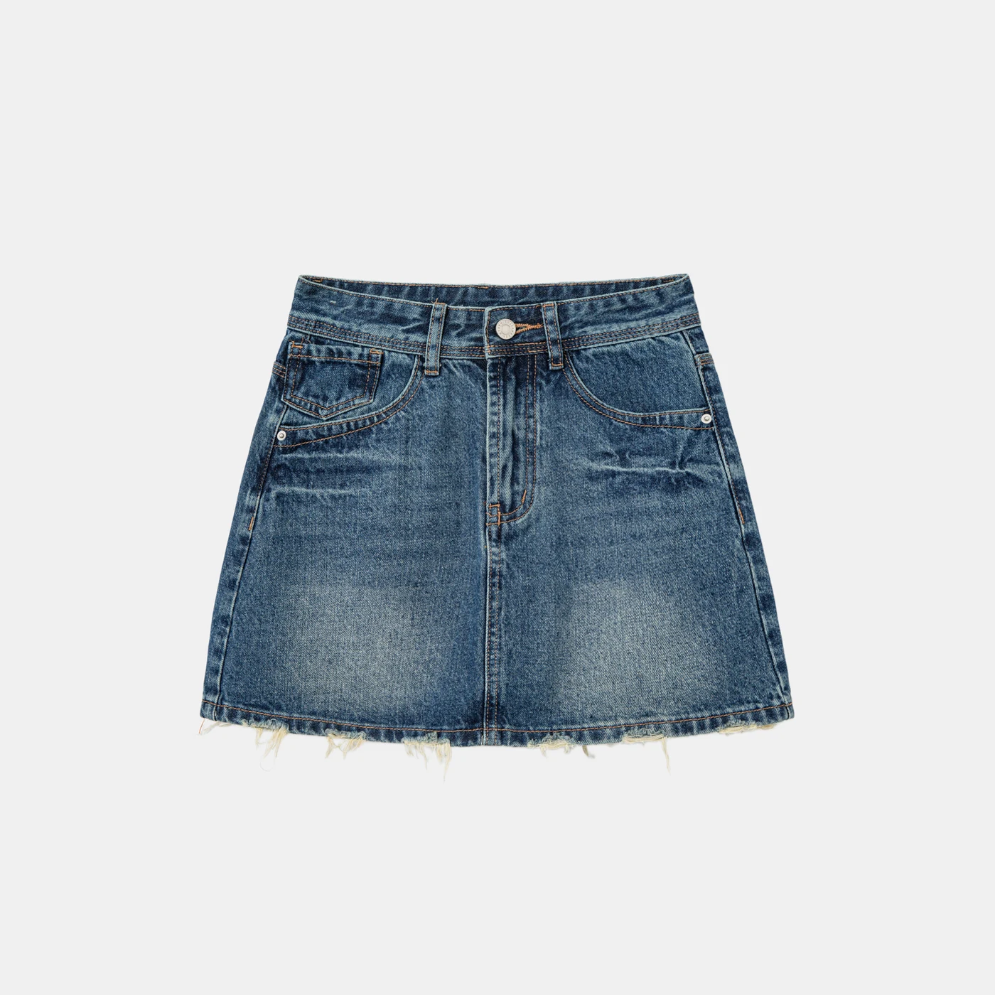 Non-Stretch Denim Cargo Mini Skirt High Waist Slim Fit Washed — product detail 3