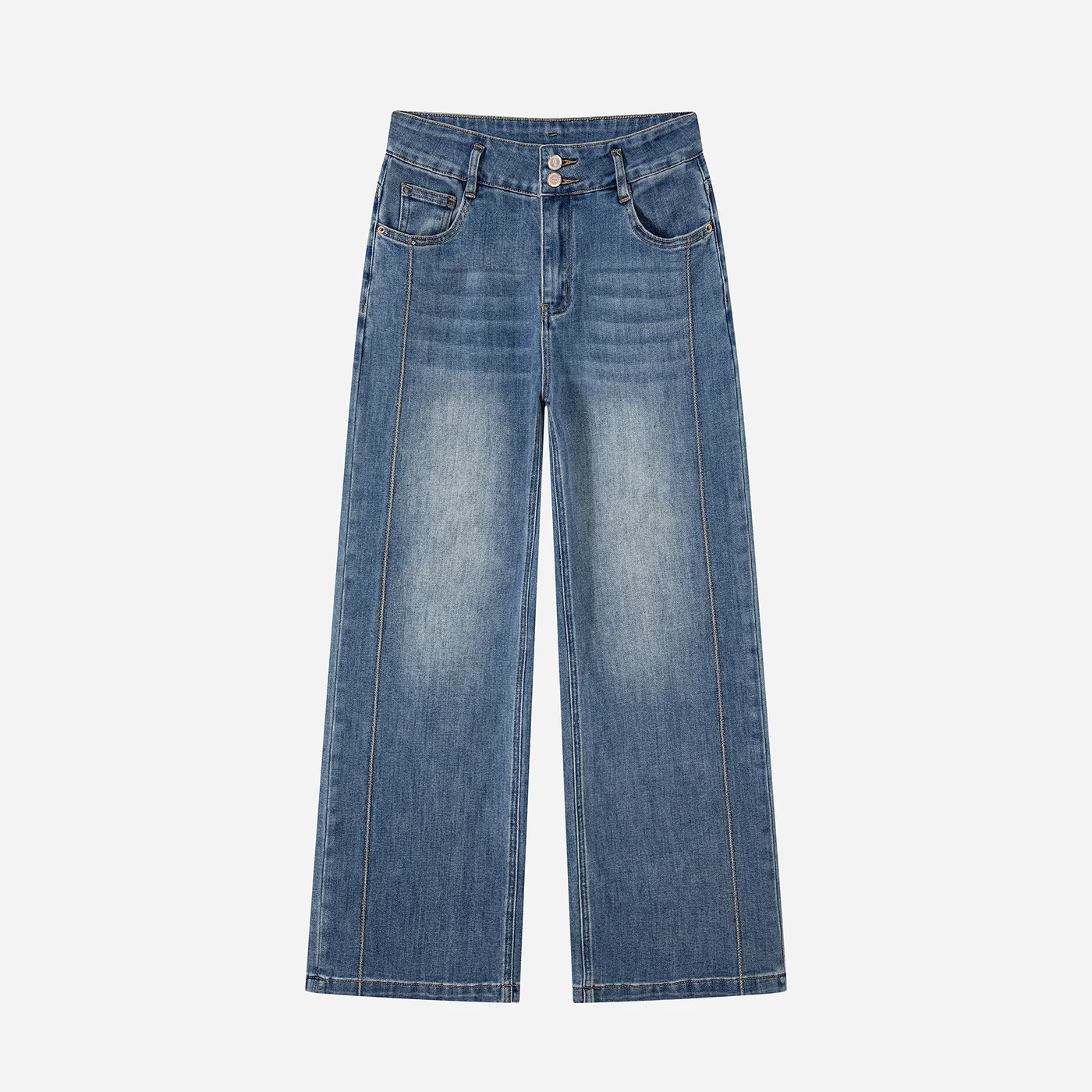 Women's Stretch Straight Leg Jeans Light Blue Denim Pants — product detail 3