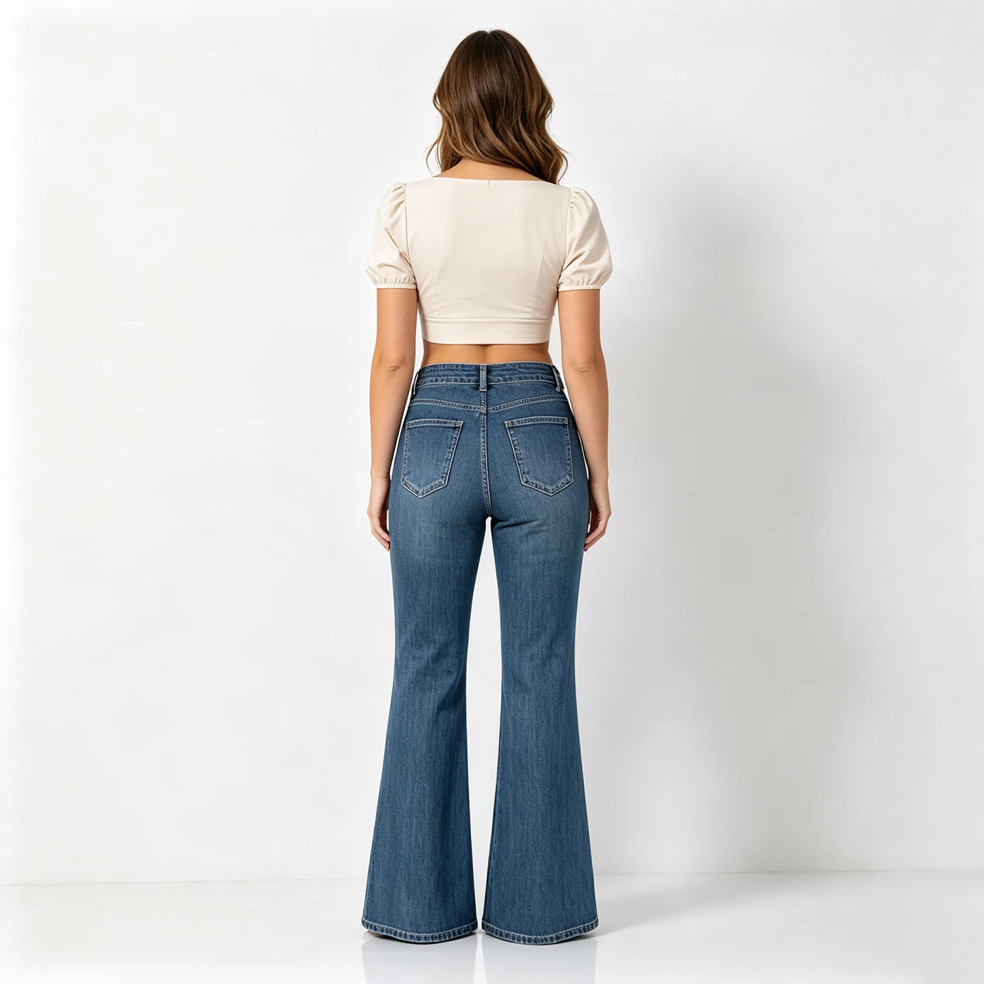 Stretch Straight Bootcut Jeans High Waist Loose Denim Long Pants — product detail 2
