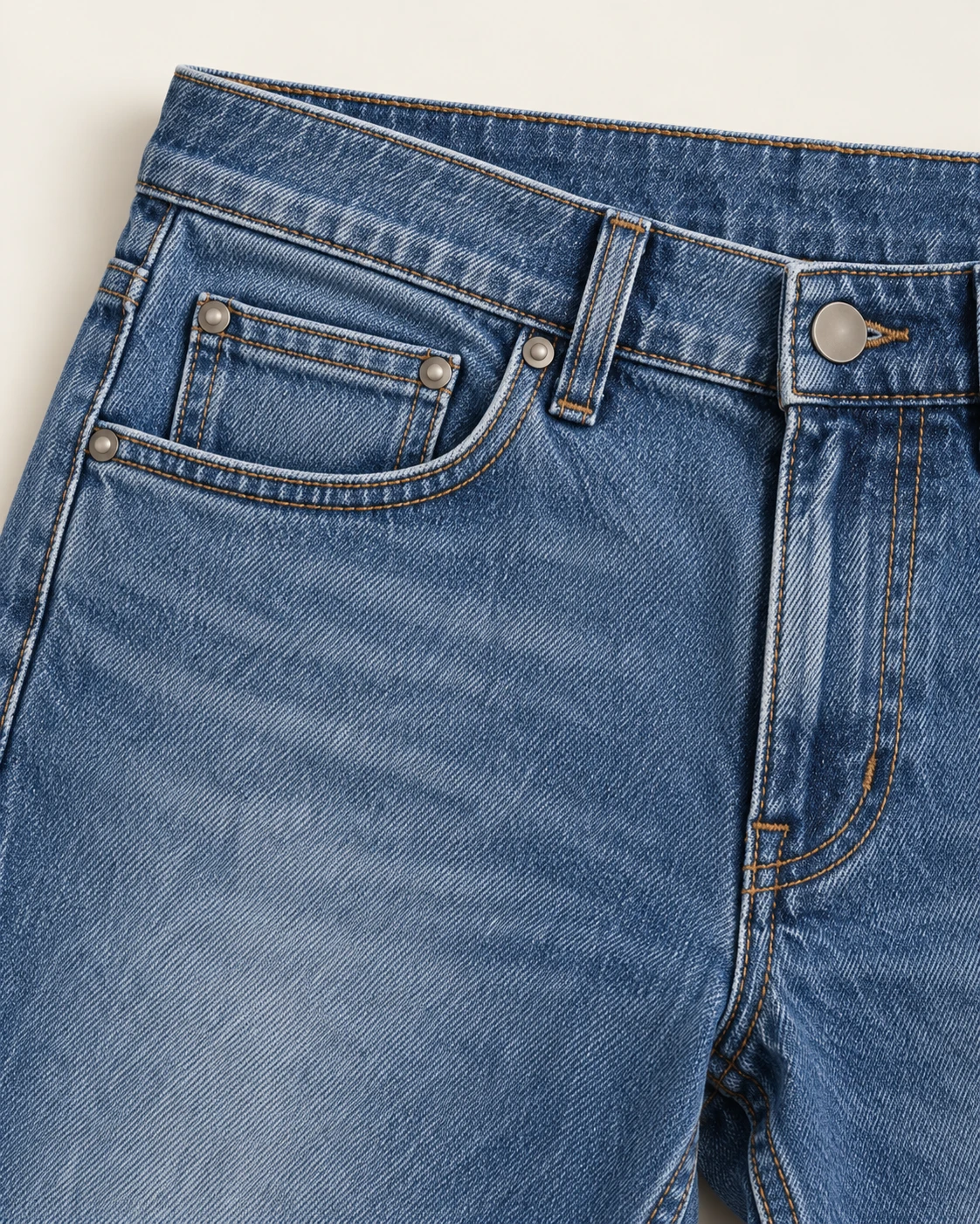 Men's Classic Straight-Leg Jeans — Construction detail — AI design visualization