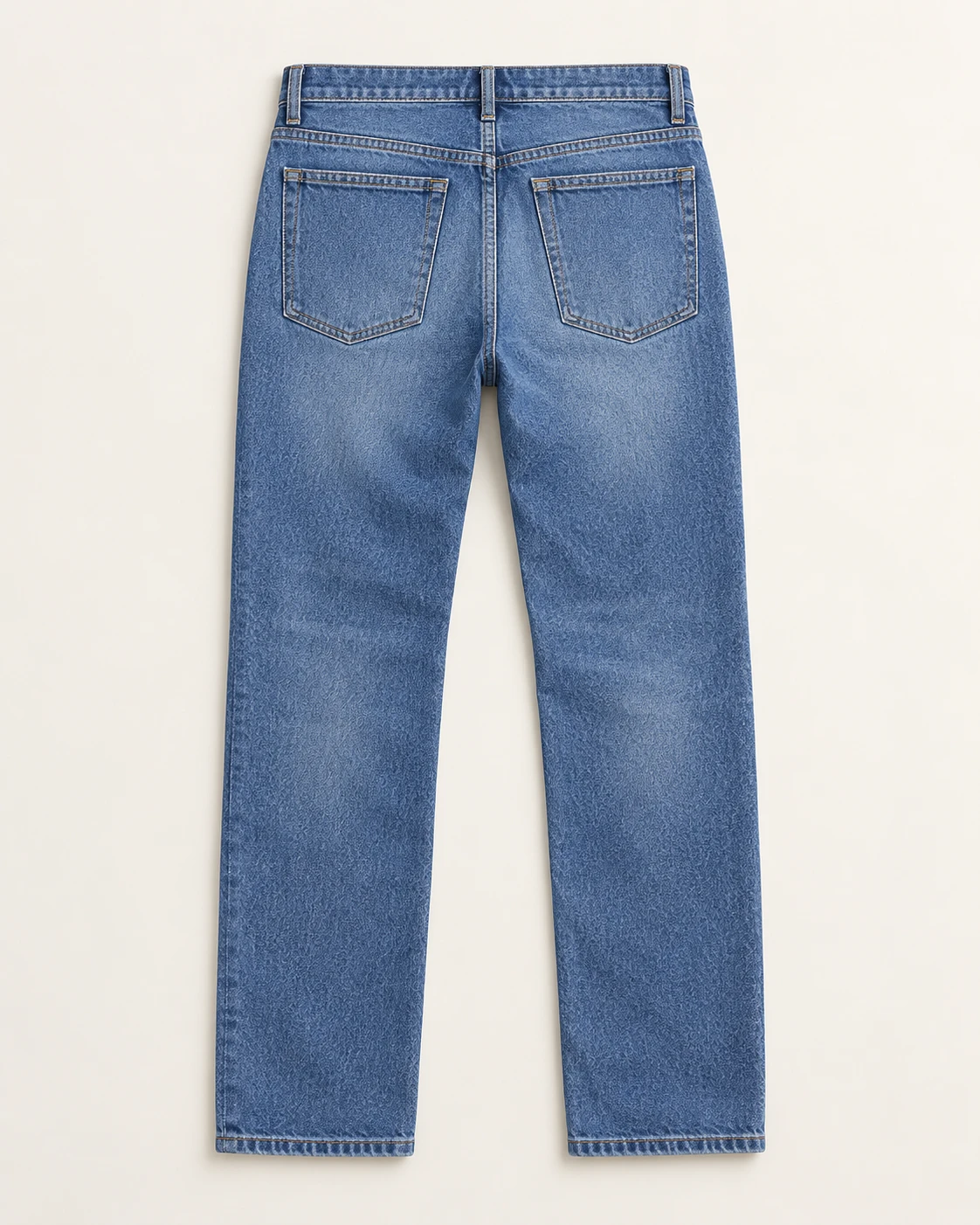 Men's Classic Straight-Leg Jeans — Flat back — AI design visualization