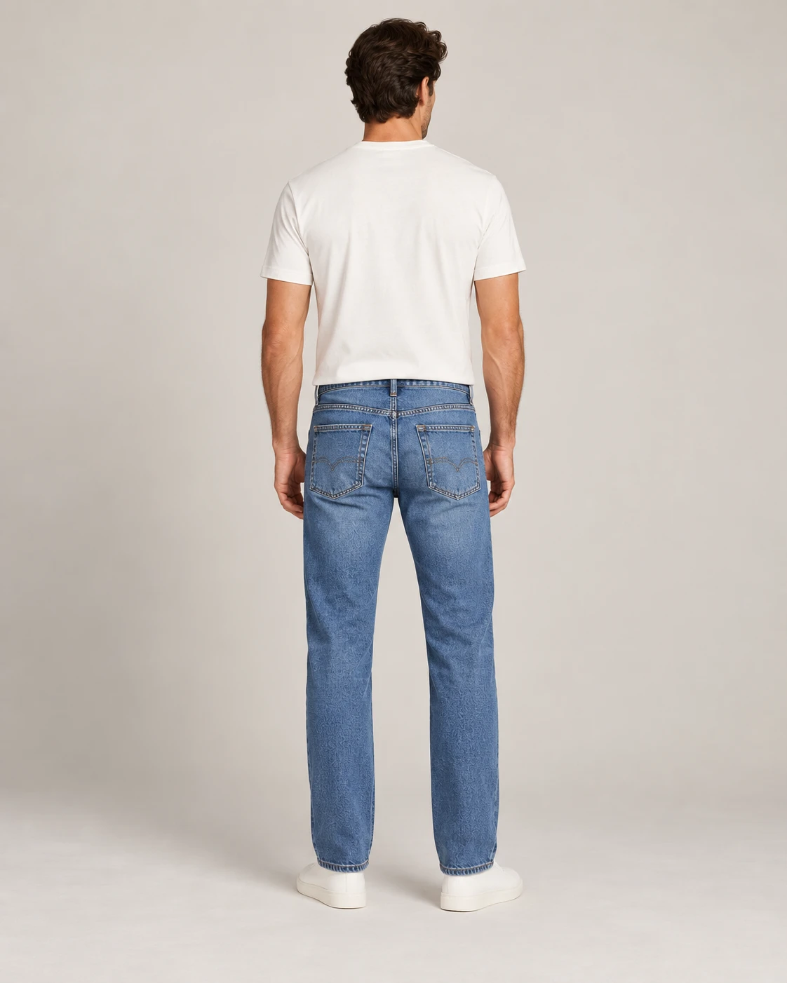 Men's Classic Straight-Leg Jeans — Model back — AI design visualization