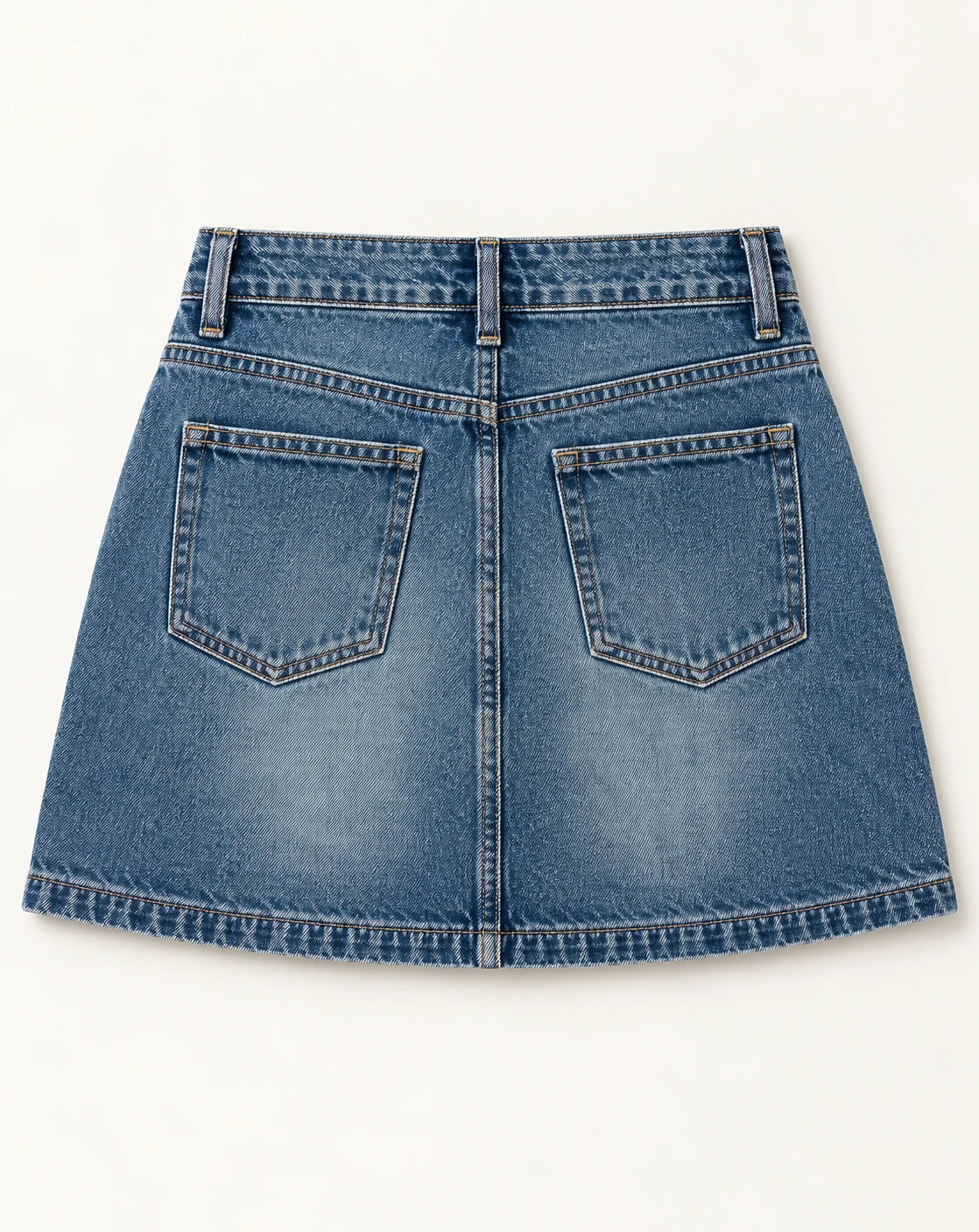 Women's Pocket Denim Mini Skirt — Flat back — AI design visualization