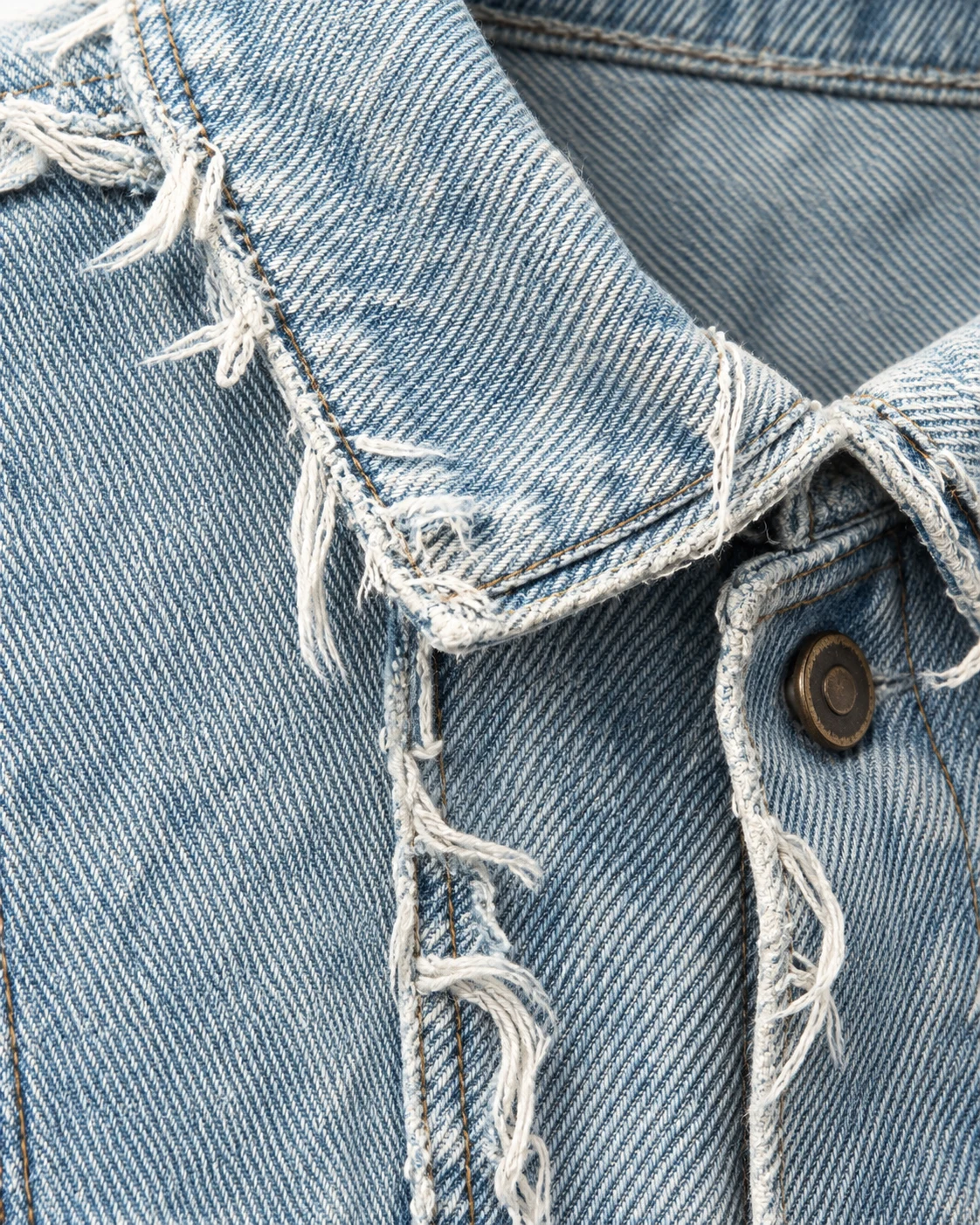 Light Blue Frayed Panel Denim Jacket — AI design reference 4
