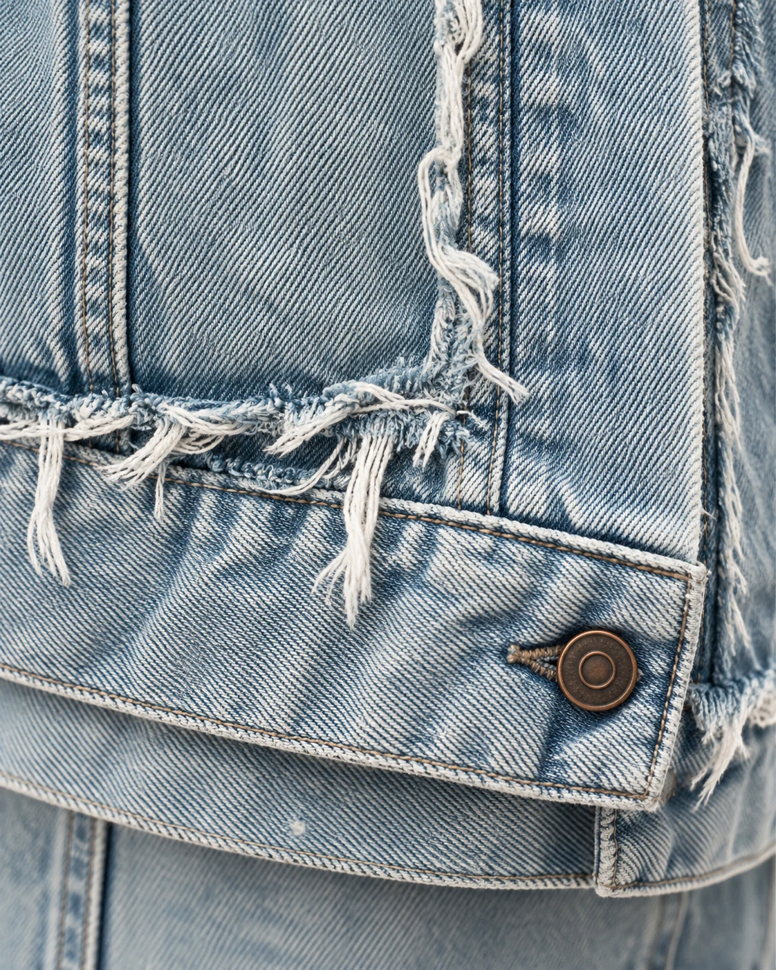 Light Blue Frayed Panel Denim Jacket — AI design reference 5