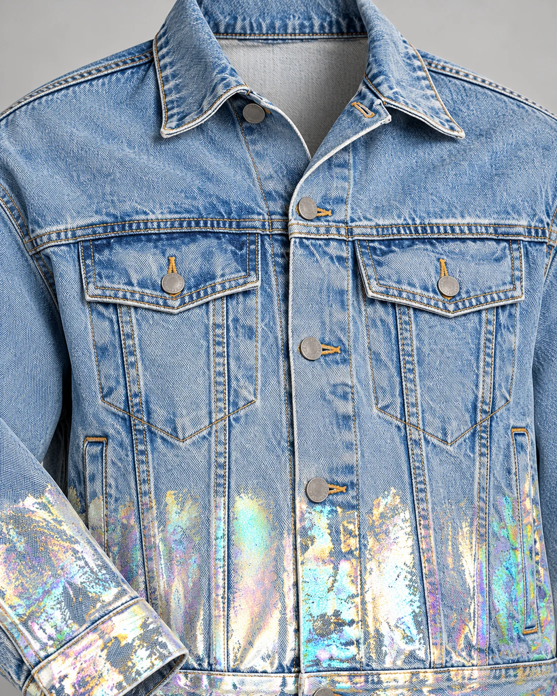 Blue Iridescent Foil Denim Jacket — AI design reference 4