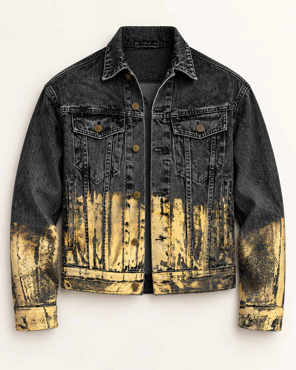 Black Gold Foil Denim Jacket — AI design reference 1