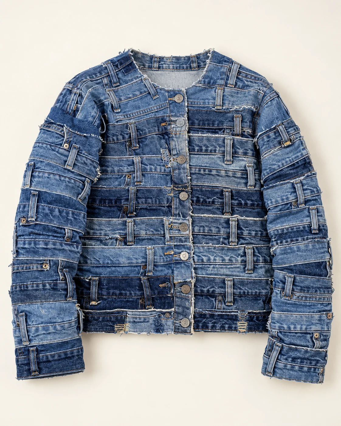 Waistband Patchwork Denim Jacket — AI design reference 1