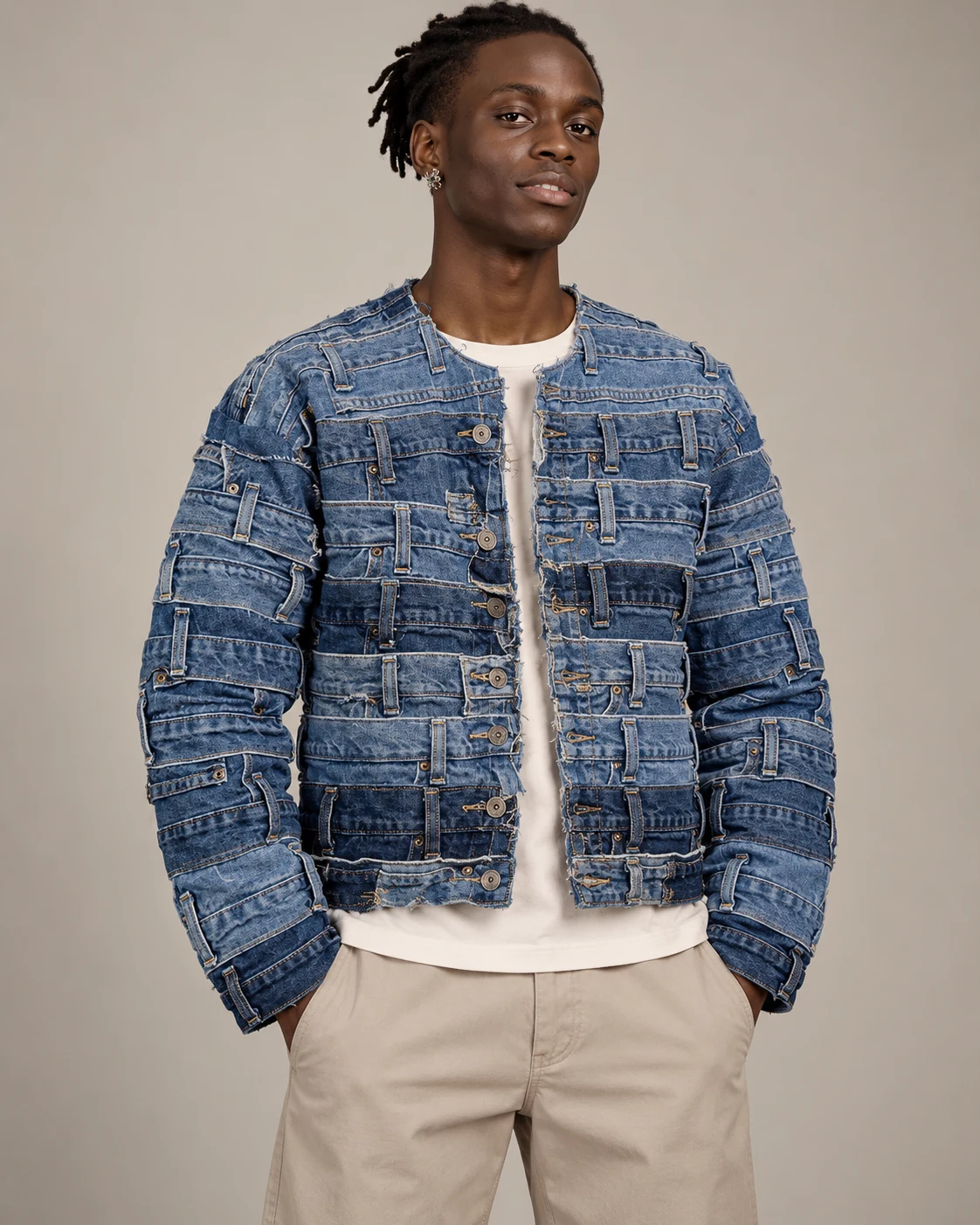 Waistband Patchwork Denim Jacket — AI design reference 2