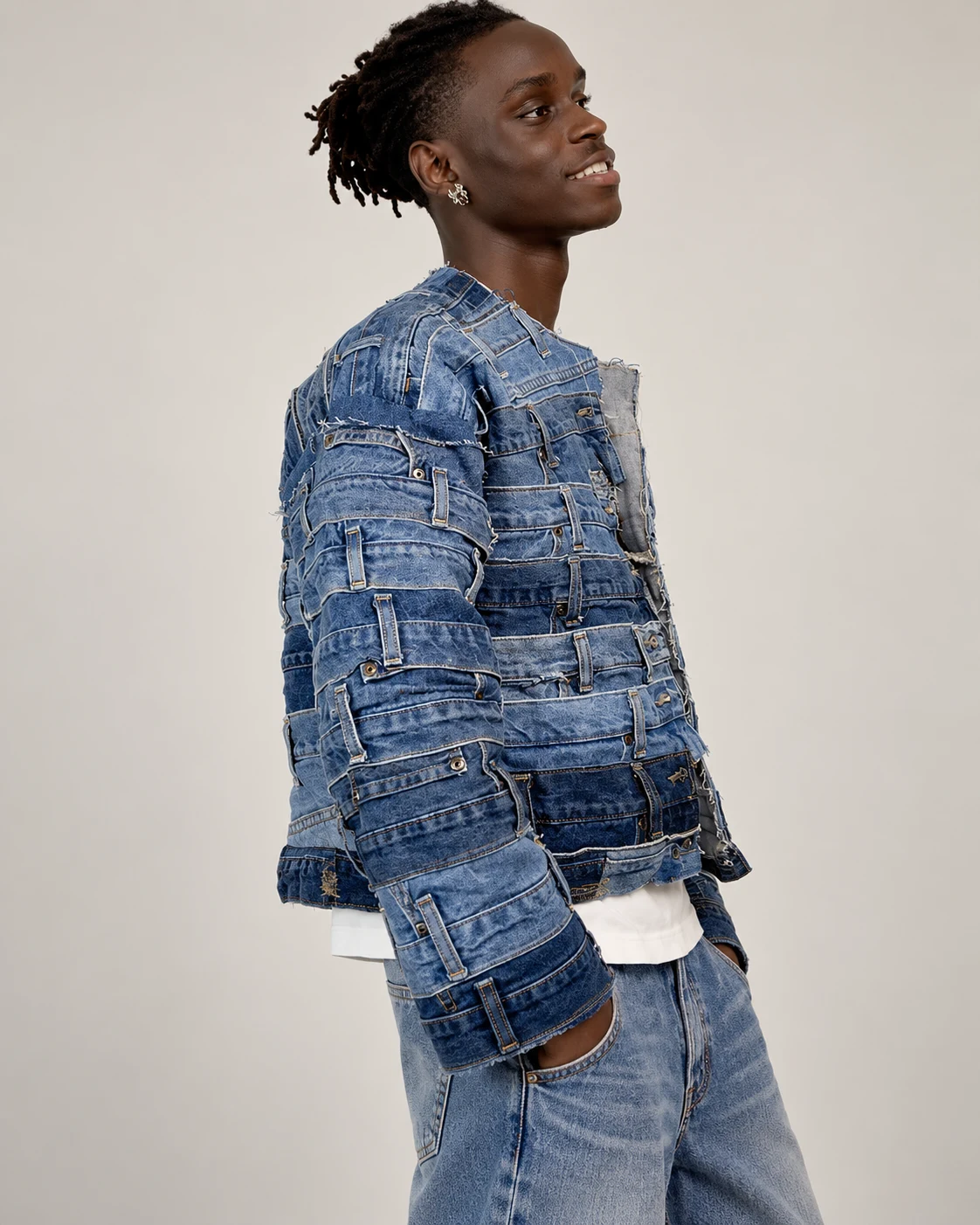 Waistband Patchwork Denim Jacket — AI design reference 3