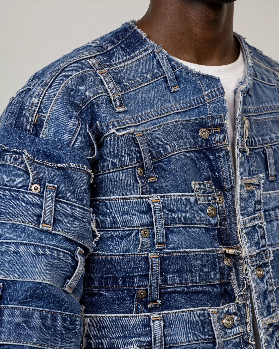Waistband Patchwork Denim Jacket — AI design reference 4