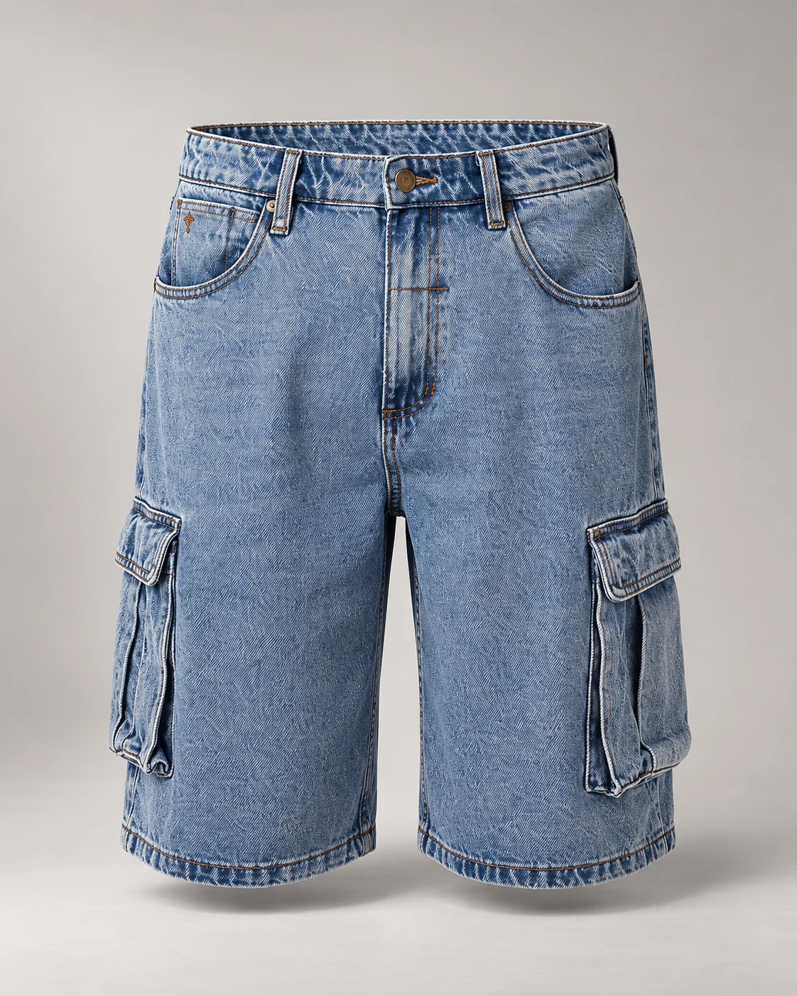 Vintage Light Blue Cargo Denim Shorts — AI design reference 1