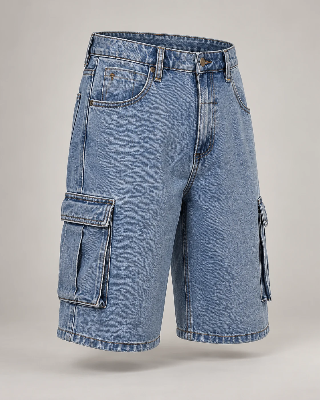 Vintage Light Blue Cargo Denim Shorts — AI design reference 3