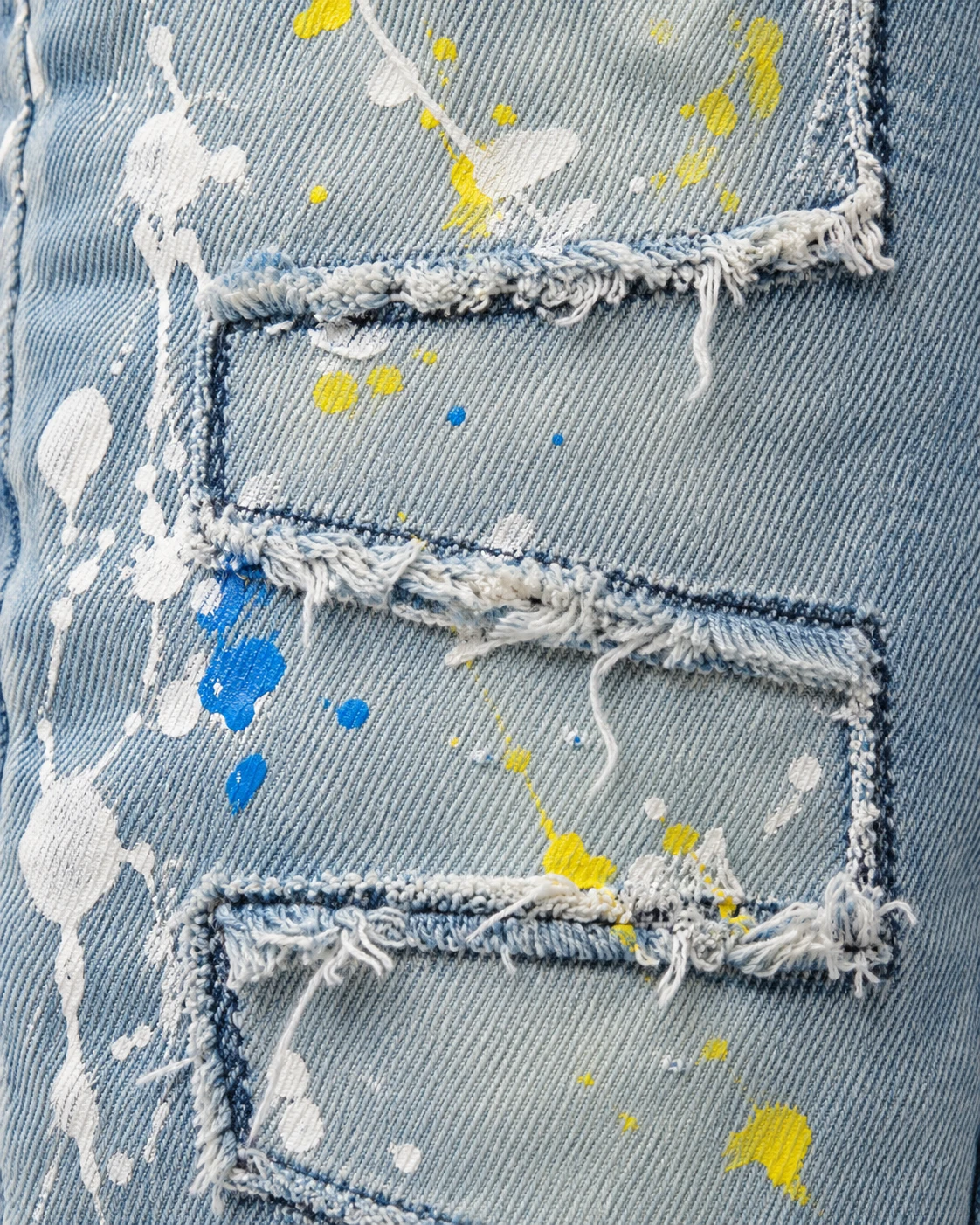 Light Wash Painted Geometric Panel Flared Jeans — AI design reference 4