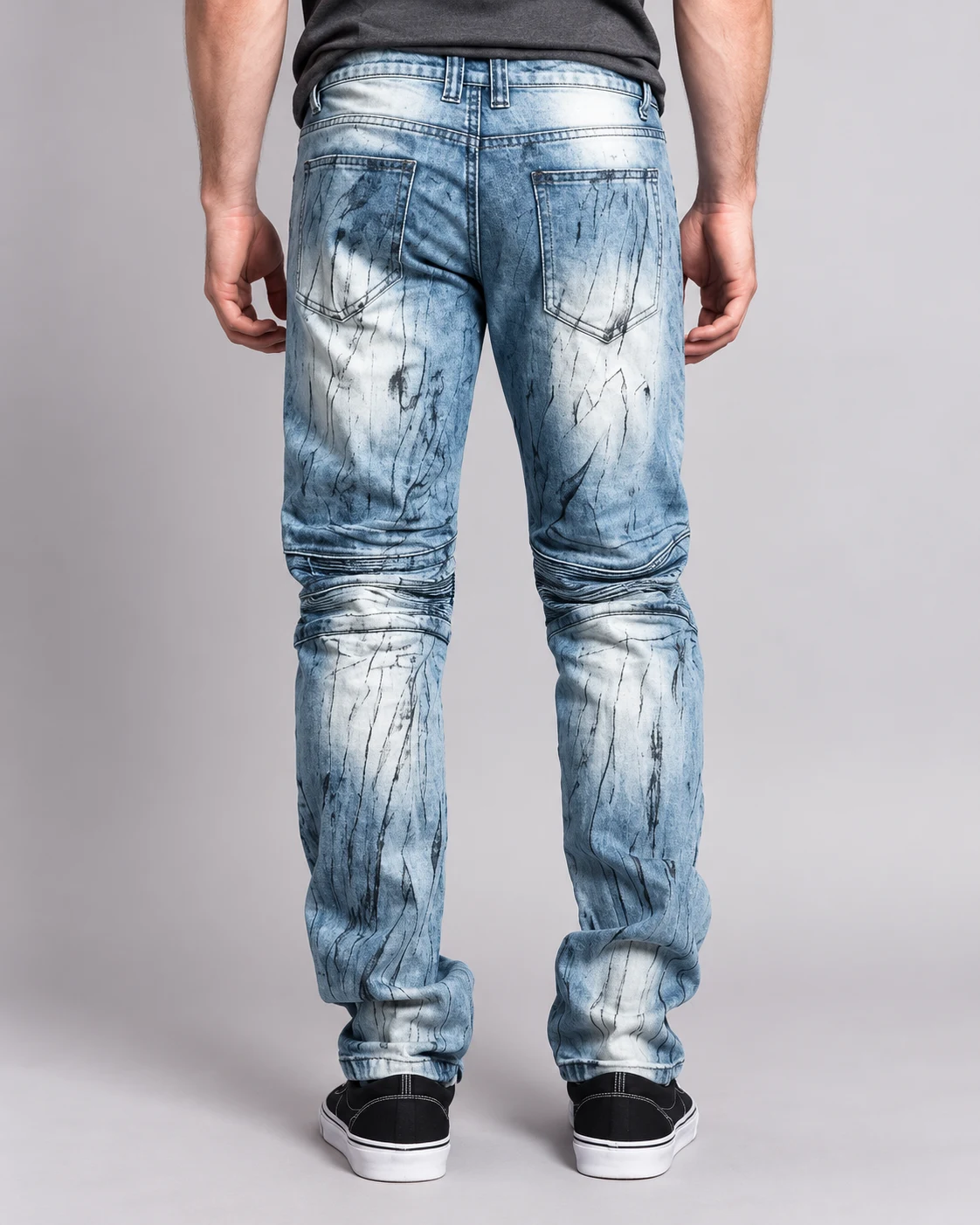 Ice-Blue Zip-Panel Biker Jeans — AI design reference 2